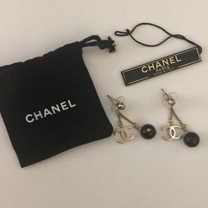Authentic Chanel gold and black resin earrings